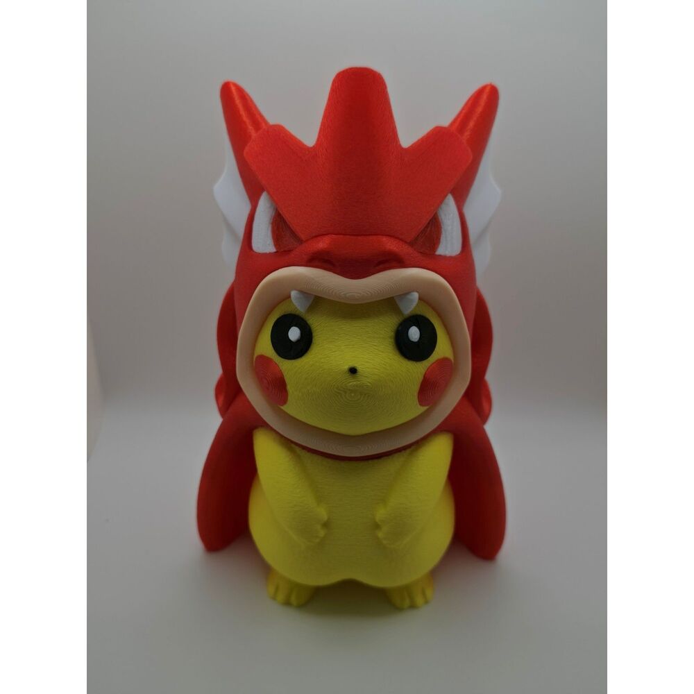 3D-Printed Shiny Red Gyarados Poncho Pikachu Figure (7 Inches)
